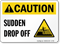 Caution Sudden Drop Off Pool Sign