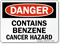 Contains Benzene Cancer Hazard Sign