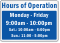 Personalized Hours Of Operation Sign