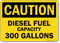 Gallons Diesel Fuel Capacity Sign