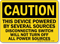 Caution Device Powered By Several Sources Safety Sign