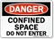 Danger Confined Space Enter Sign