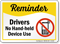 Drivers No Hand Held Devices Safety Sign