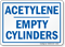 Acetylene Empty Cylinders Sign