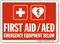First Aid / AED Emergency Equipment Below Sign