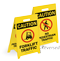 Caution Forklift Traffic Reversible Fold-Ups Floor Sign