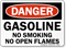 Danger Gasoline No Smoking Flames Sign