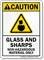 Glass and Sharps, Non-Hazardous Material Only Caution Sign
