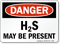 Danger H2S May Be Present Sign