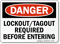 Lockout Tagout Required Before Entering Sign