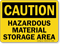 Caution Hazardous Material Storage Area Sign
