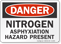Nitrogen Asphyxiation Hazard Present OSHA Danger Sign