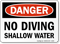 No Diving Shallow Water Danger Sign