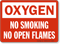 Oxygen No Smoking Flames Sign
