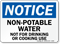 Notice Non-Potable Water Not Drinking Sign