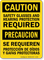 Caution Safety Glasses; Hearing Protection Bilingual Sign